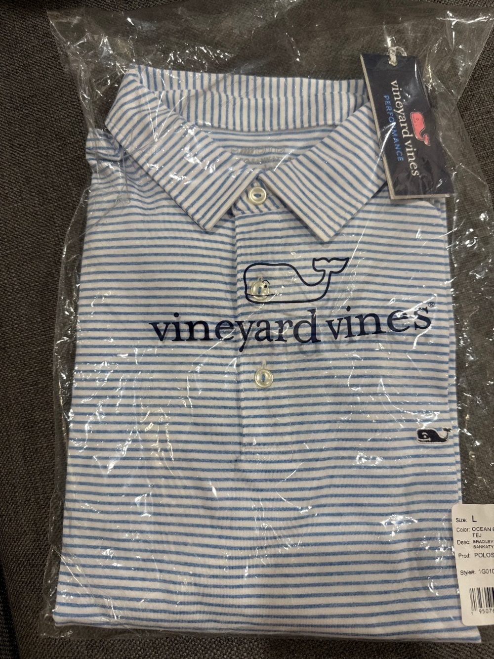 Vineyard Vines Sankaty Polo - Bradley Stripe Ocean Breeze - Large - L - NWT